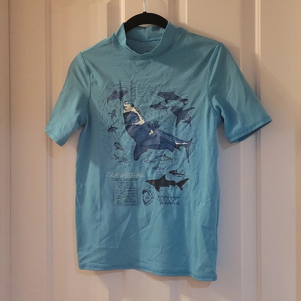 Lands end light blue swim shirt medium/ 10-12